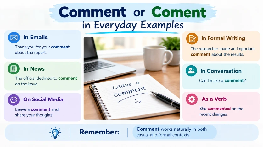 Coment or Comment in Everyday Examples