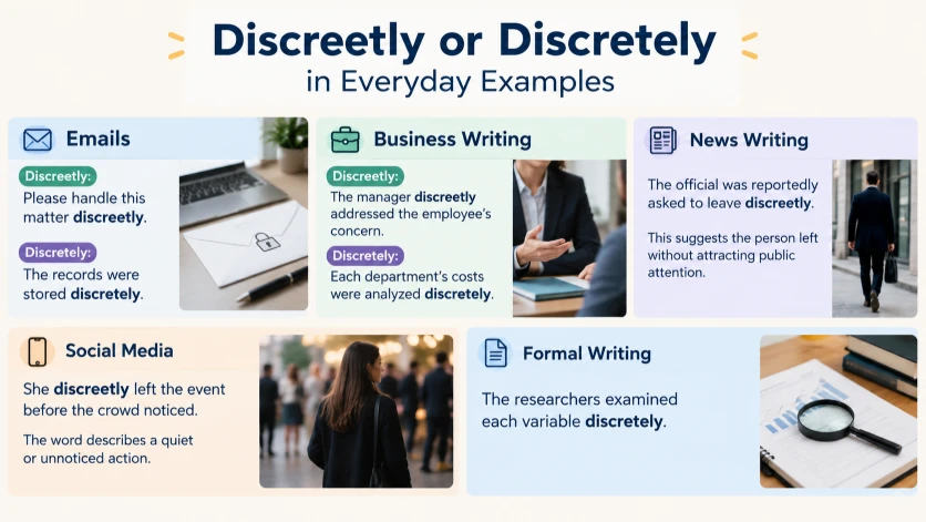 Discreetly or Discretely in Everyday Examples