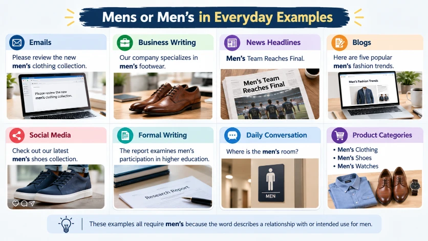 Mens or Men's in Everyday Examples