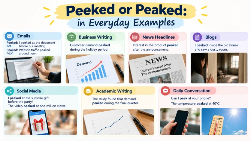 Peeked or Peaked in Everyday Examples